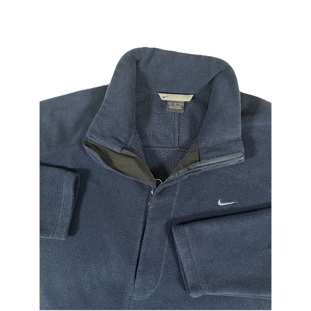 Vintage Y2K Nike Navy Blue 1/2 Zip Fleece Pullover‎ Men's Sz XL Embroidered